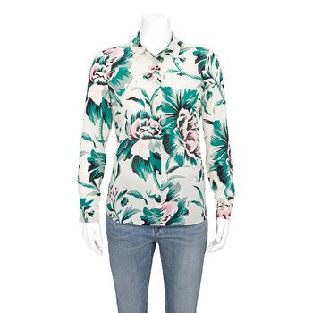 Burberry Ladies Peony Rose Print Silk Shirt 